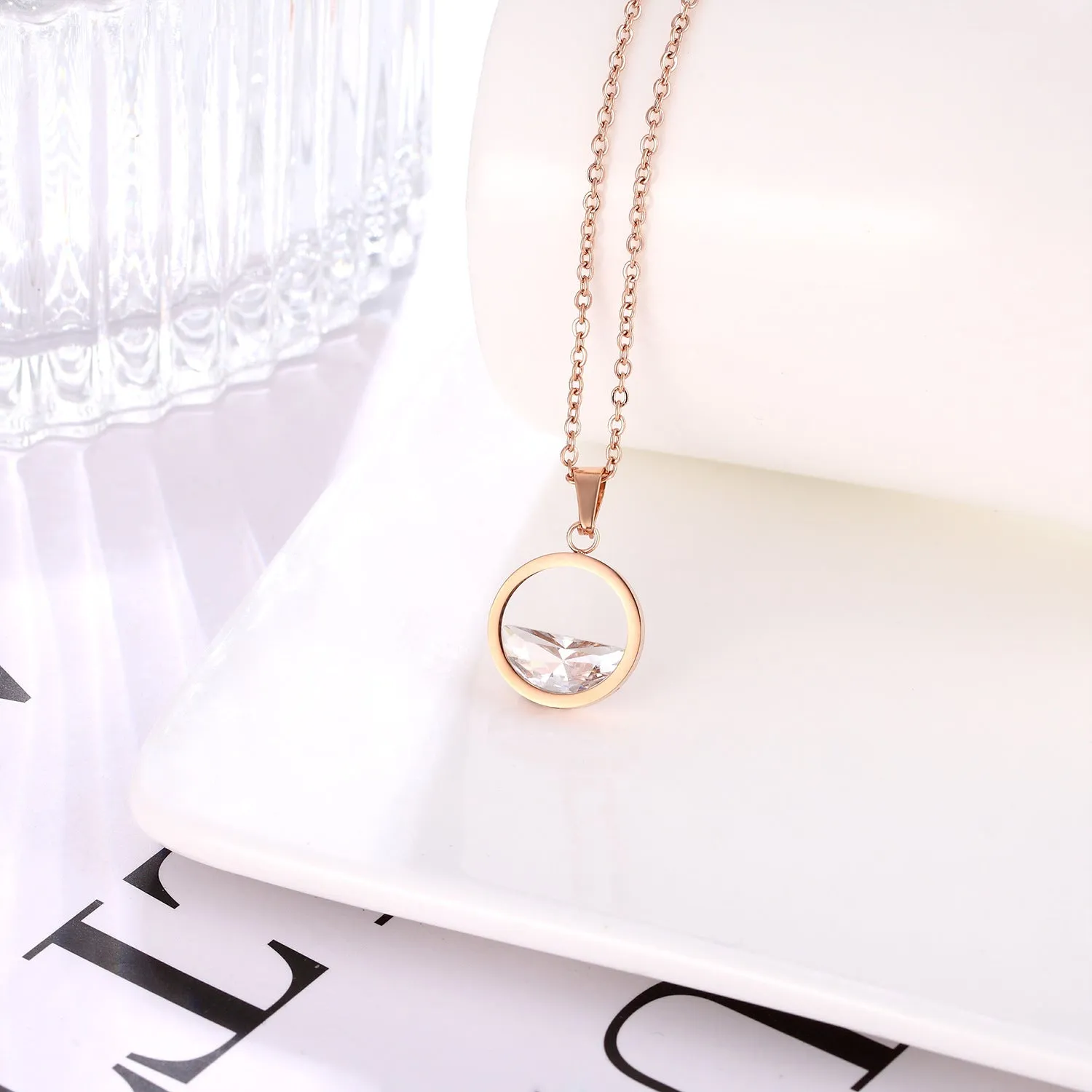 Amy Fashion - Clear Zircon Slim Waist Pendant Necklaces