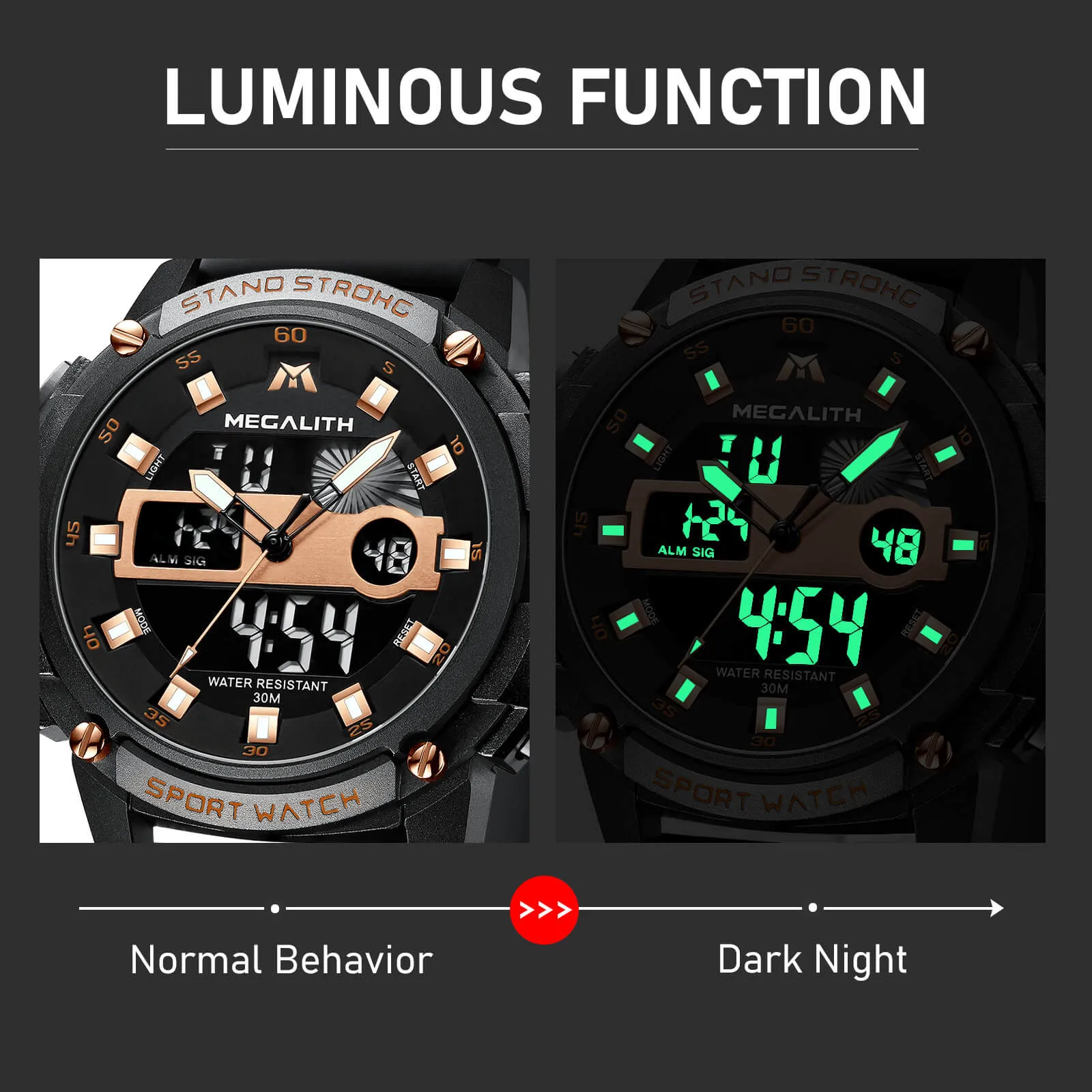 Analog Digital Watch | Rubber Band | 8266M