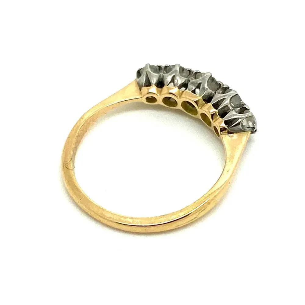 Antique Edwardian Platinum Five Stone 18ct Gold Ring