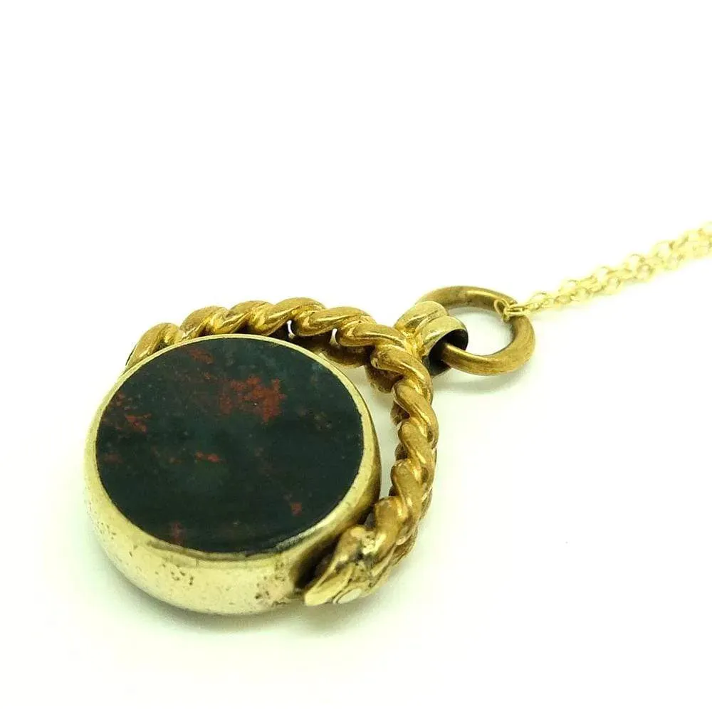 Antique Victorian Carnelian Bloodstone Fob Necklace