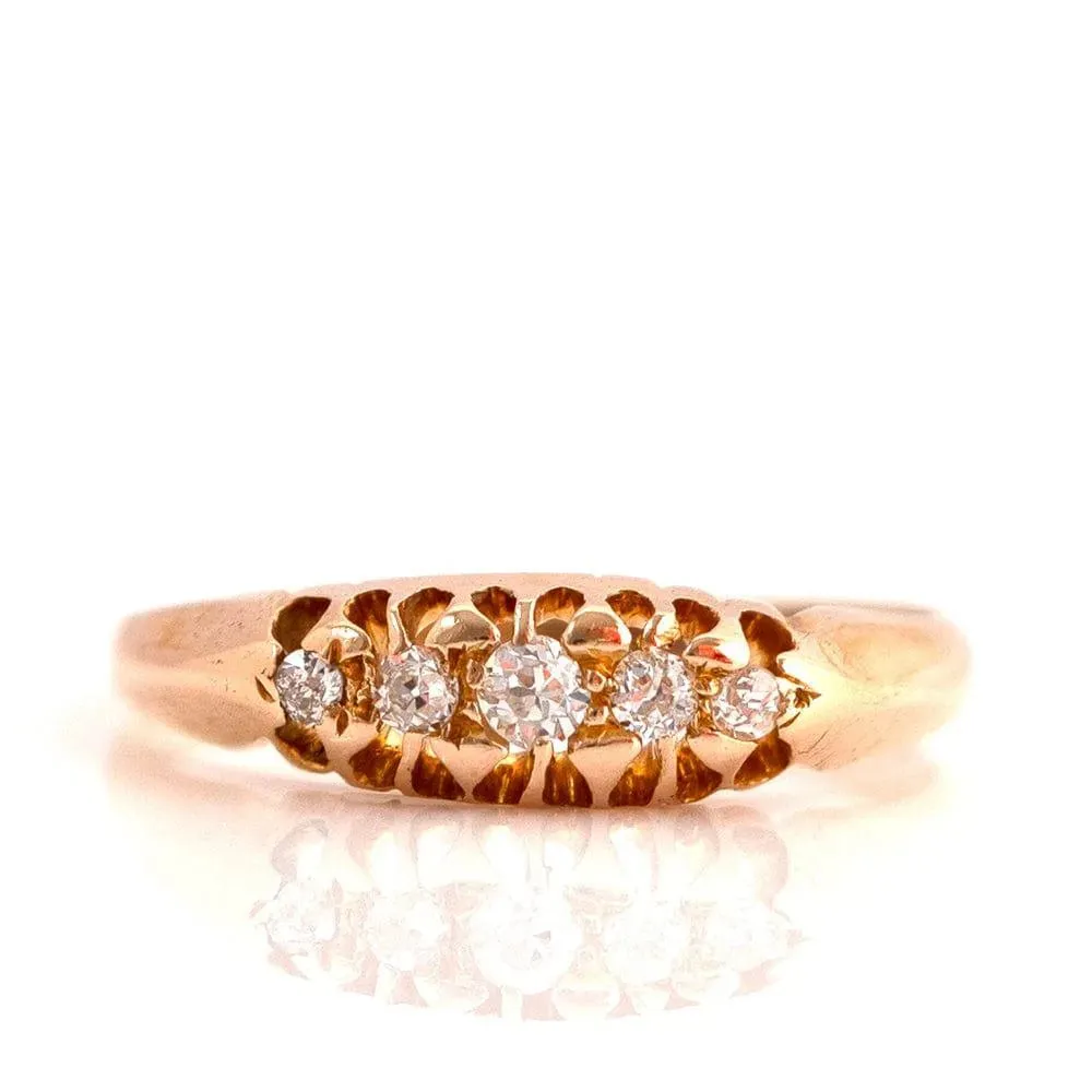 Antique Victorian Five Stone Diamond 18ct Gold Ring