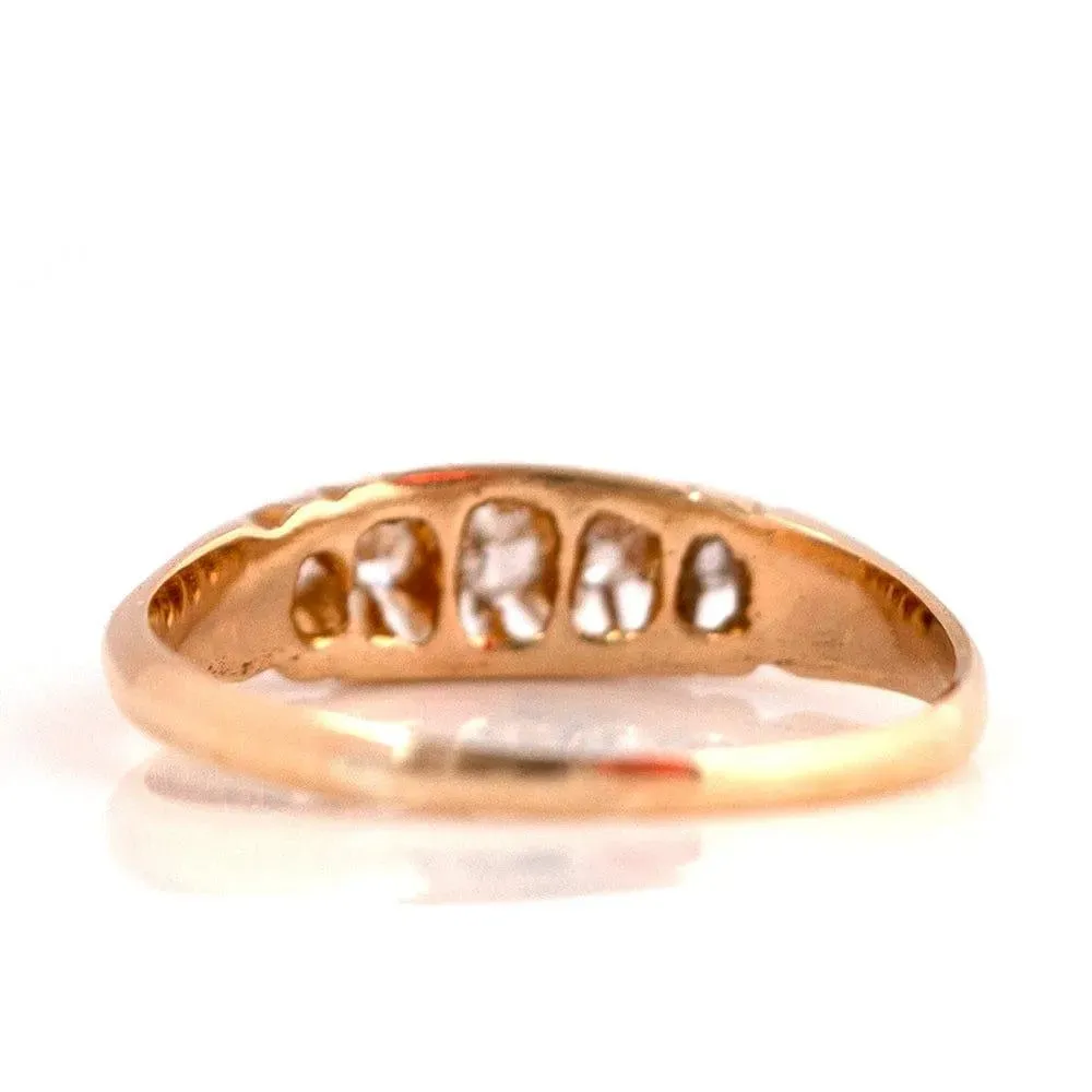 Antique Victorian Five Stone Diamond 18ct Gold Ring