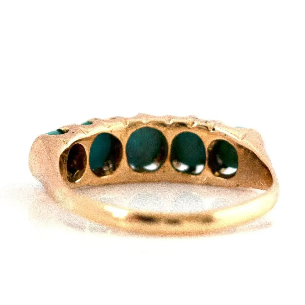 Antique Victorian Five Stone Turquoise 18ct Gold Ring