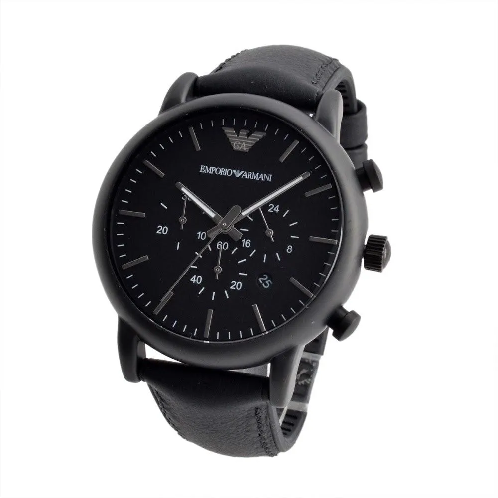 AR1970 Luigi Chronograph Black Dial Leather Men's Watch