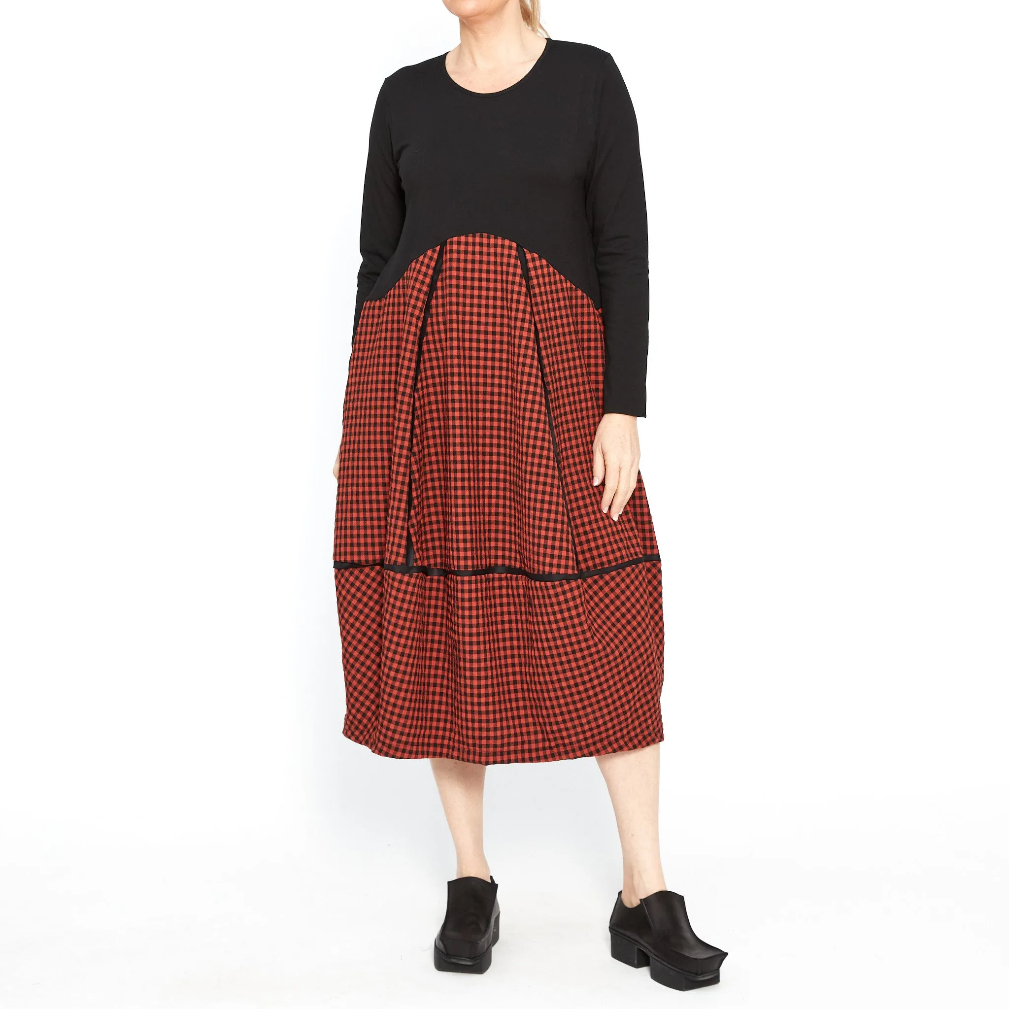 Archer Rouge Check Dress w/Long Sleeves