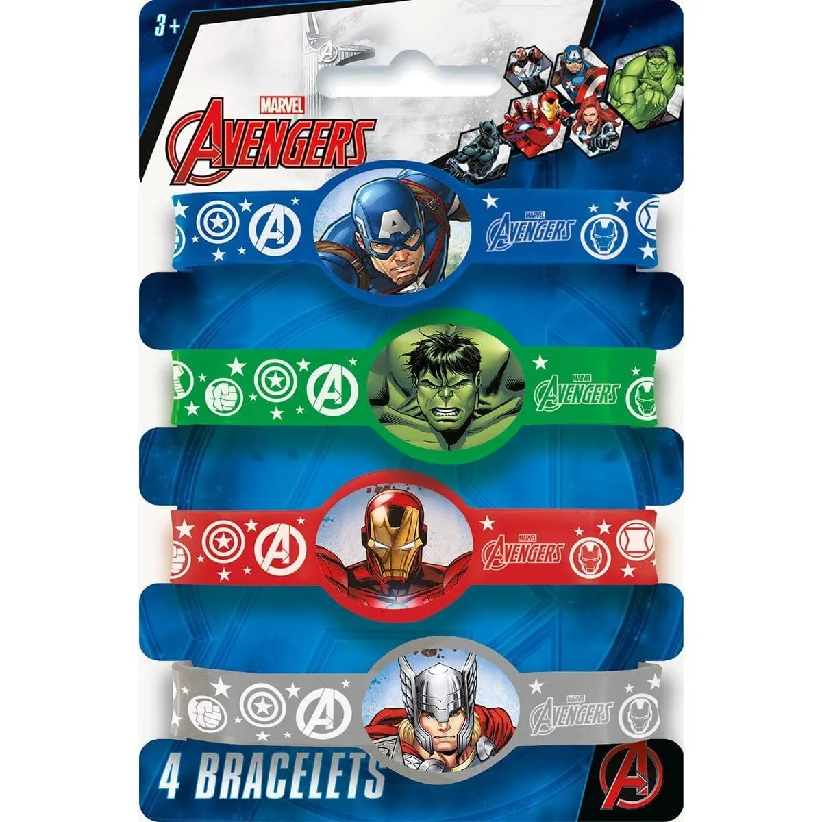 Avengers Assemble rubber bracelets, 4 per package