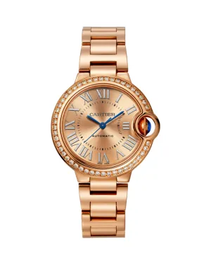 Cartier 33mm Ballon Bleu in Rose Gold with Diamonds