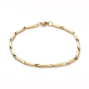 Bar Link Chain Bracelet -Plated Stainless -  8-5/8"