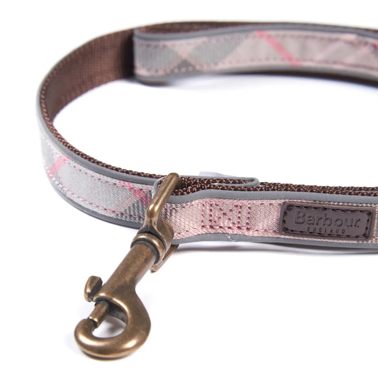 Barbour Reflective Dog Lead Taupe / Pink