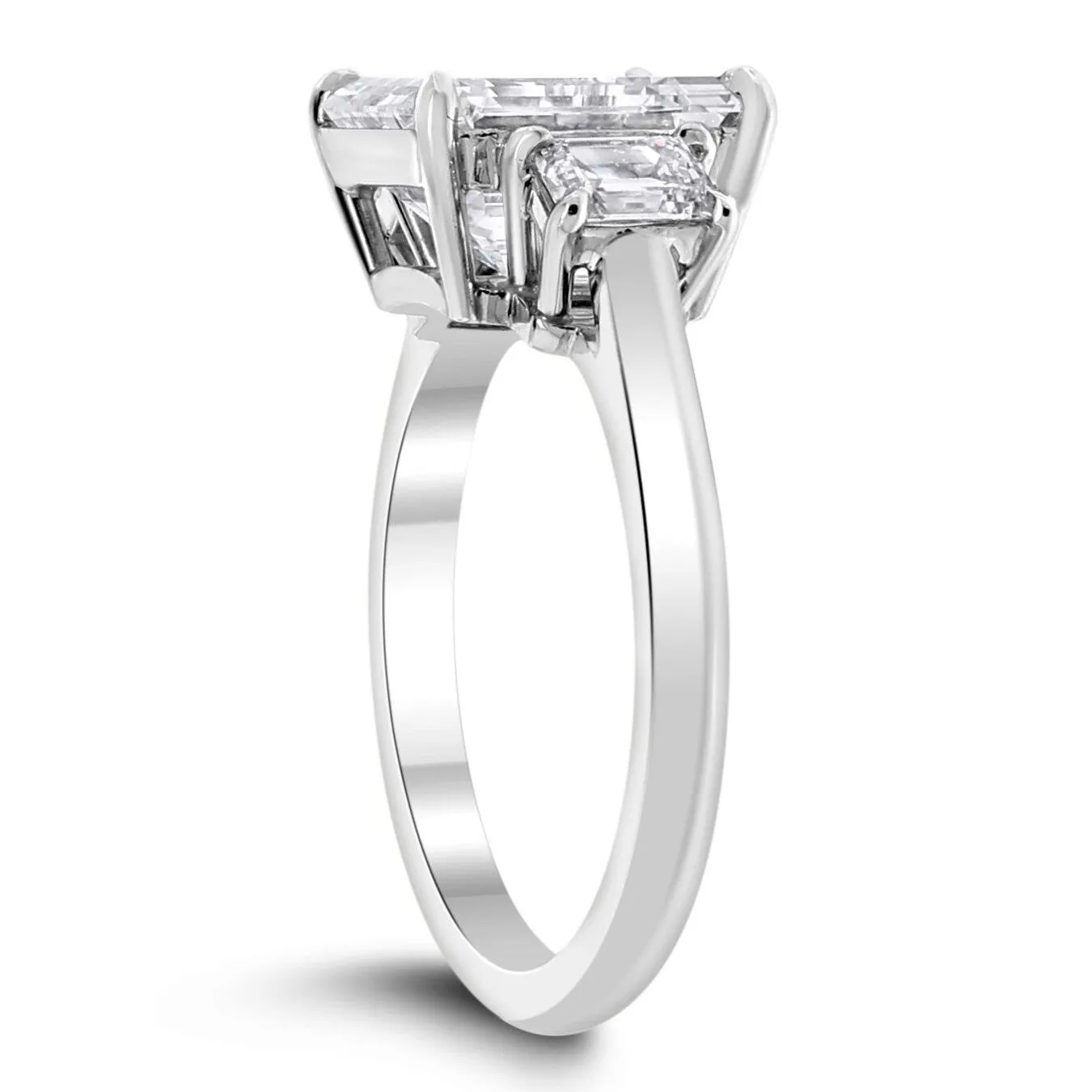 Beauvince Ariel 3 Stone Ring (5.82 ct Emerald Cut IVVS2 IGI Diamond) in Platinum