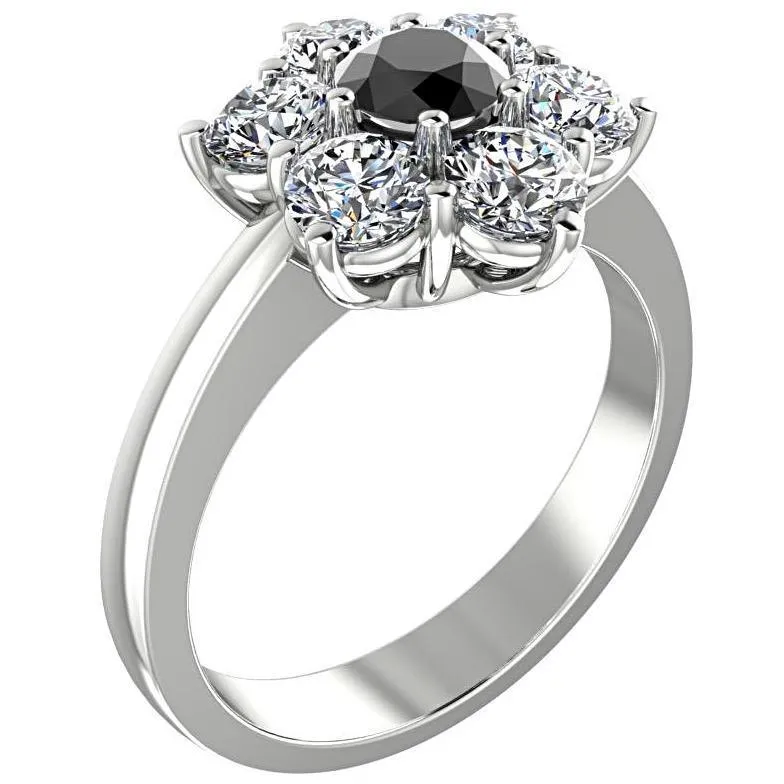 Black Diamond Ring with White Diamonds