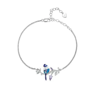 'Blue Bird' Charm Bracelet CZ and Sterling Silver