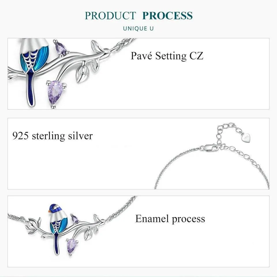 'Blue Bird' Charm Bracelet CZ and Sterling Silver