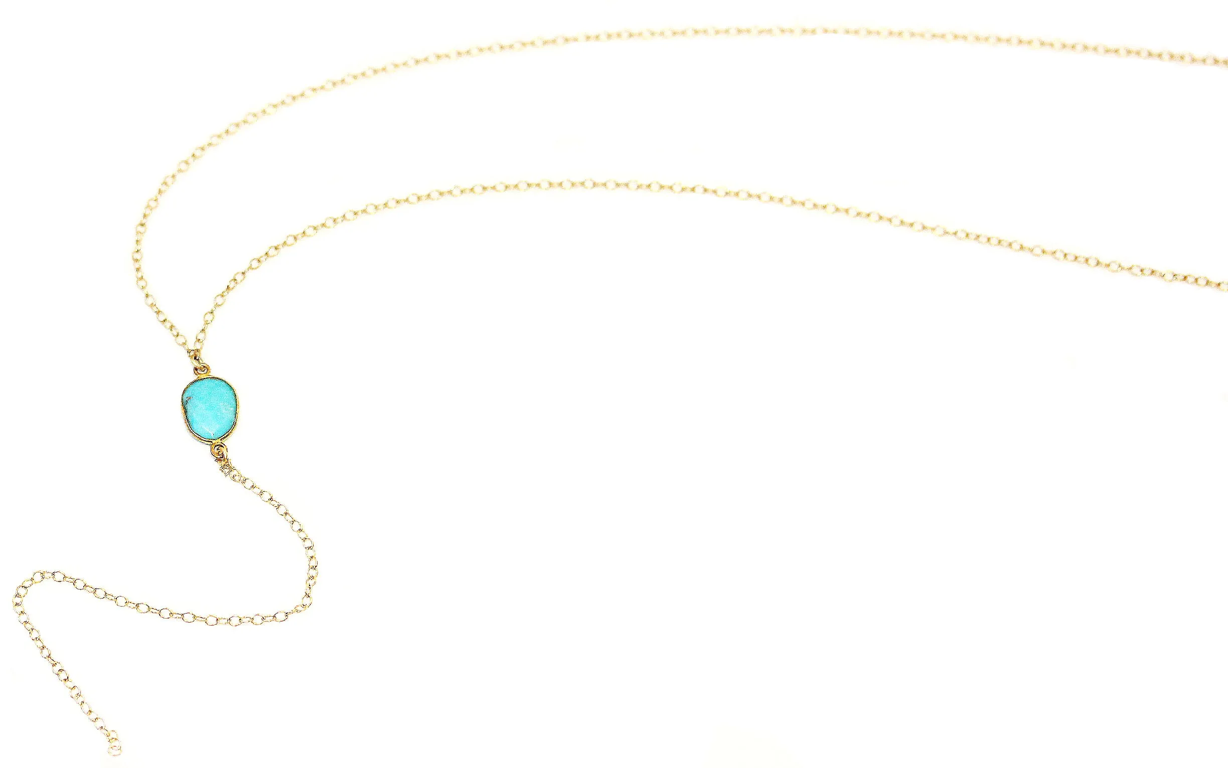 Blue Gemstone Gold Y Necklace