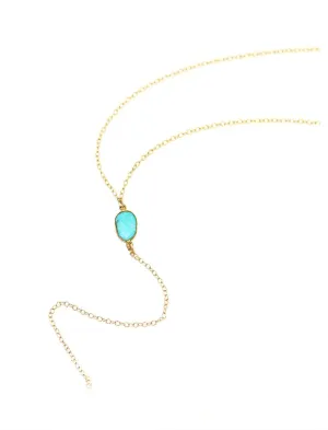 Blue Gemstone Gold Y Necklace