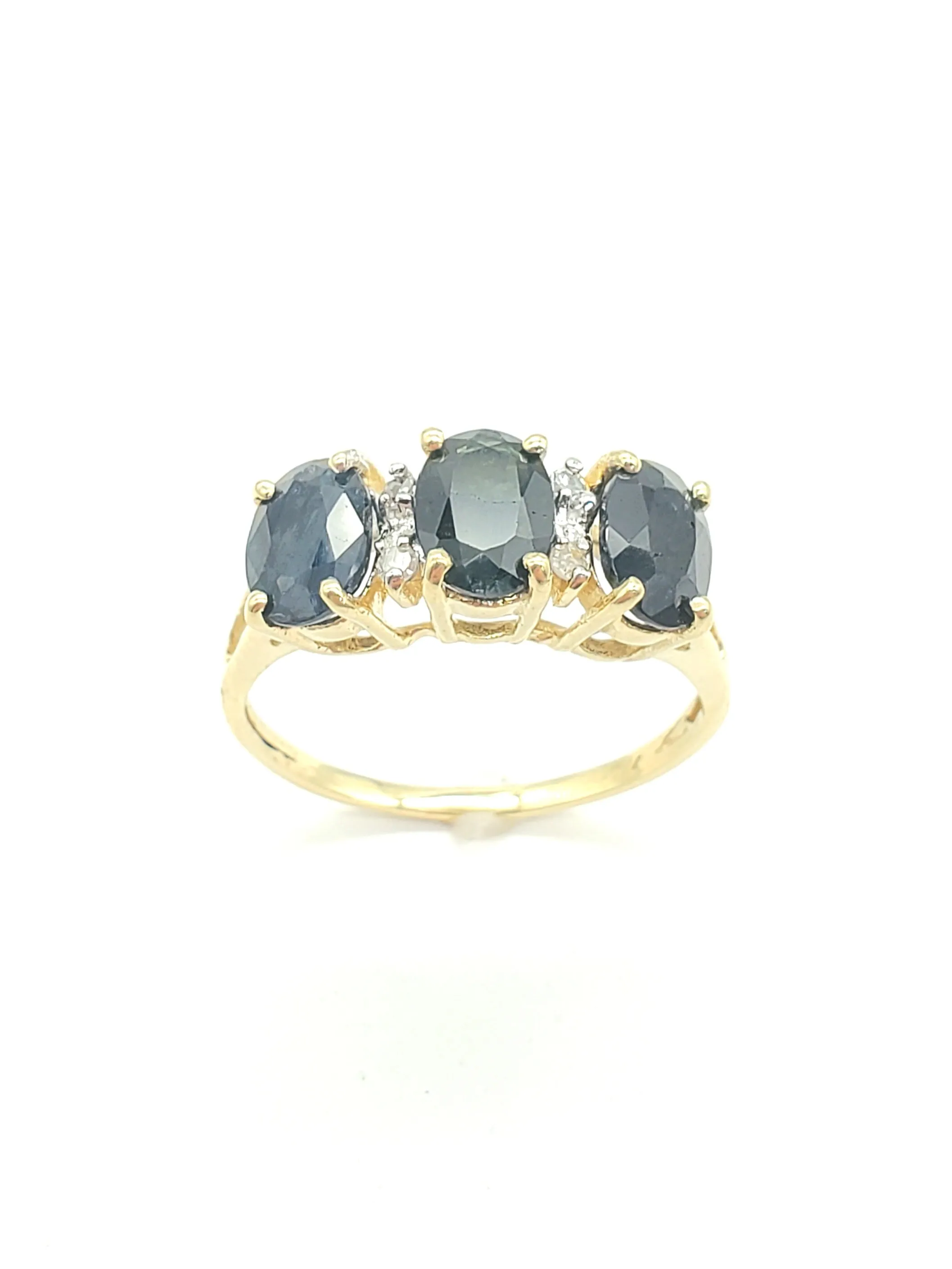 Blue Sapphires with Diamond Accents Ring