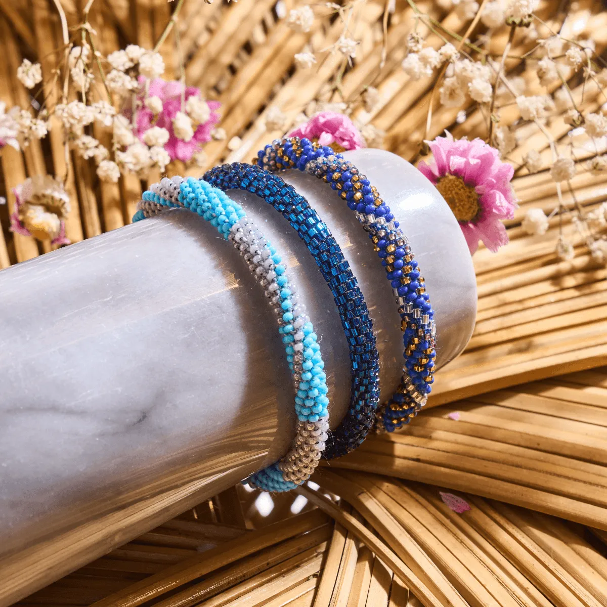 Blue Shimmer | Himalayan Glass Bead Bracelet