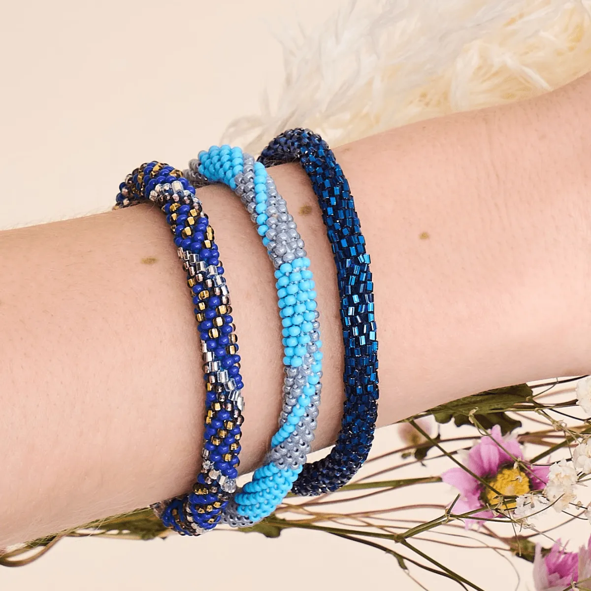 Blue Shimmer | Himalayan Glass Bead Bracelet