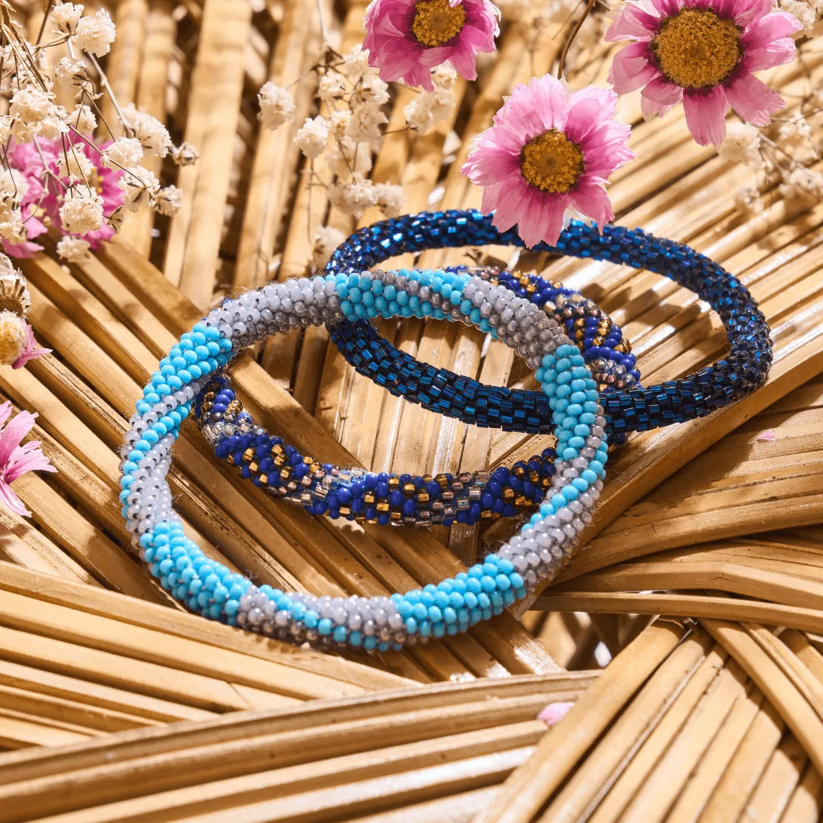 Blue Shimmer | Himalayan Glass Bead Bracelet