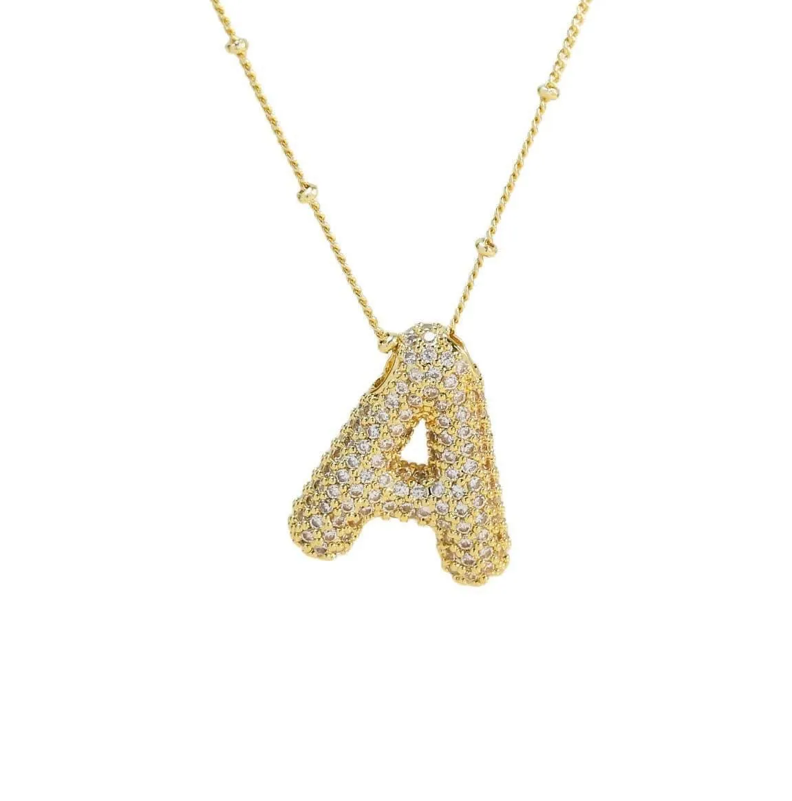 Bubble Letter Initial Necklace