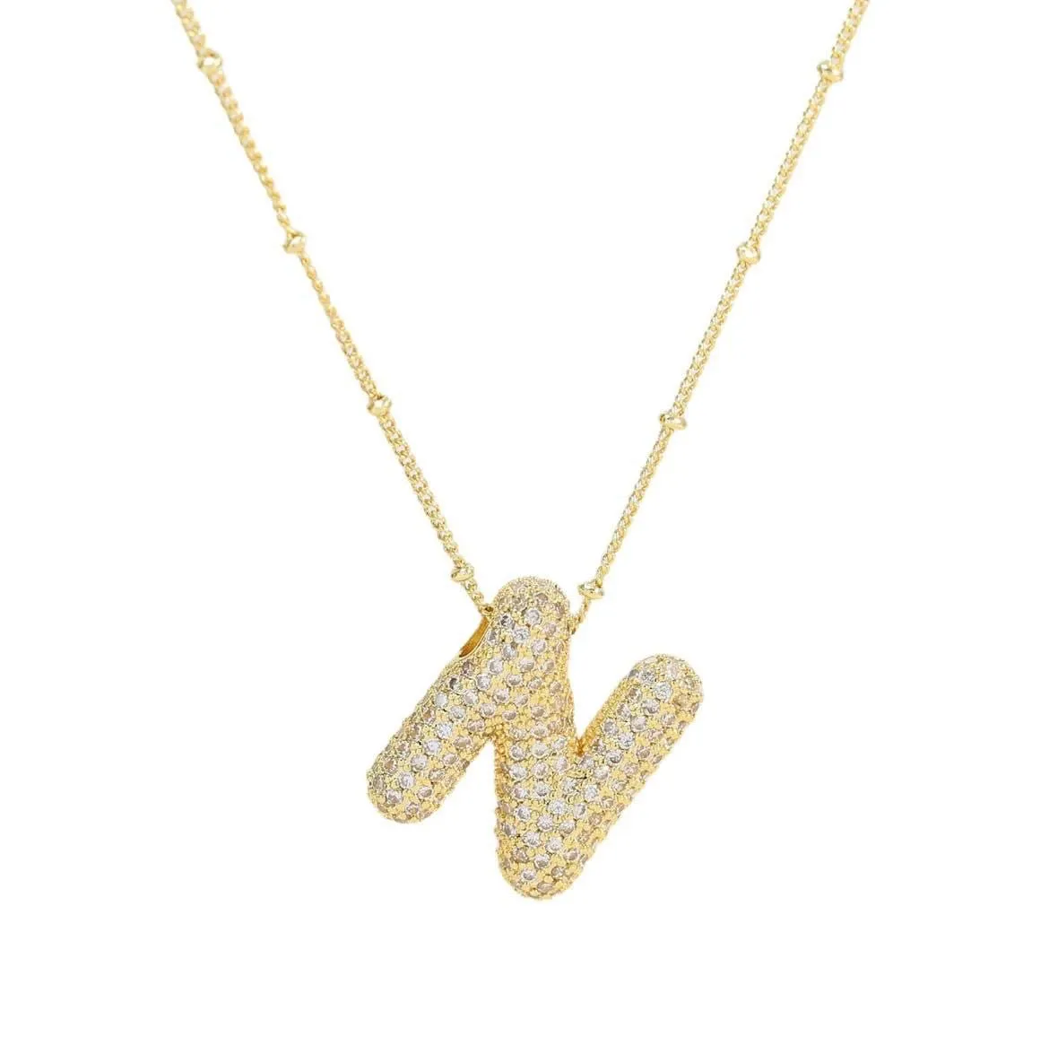 Bubble Letter Initial Necklace