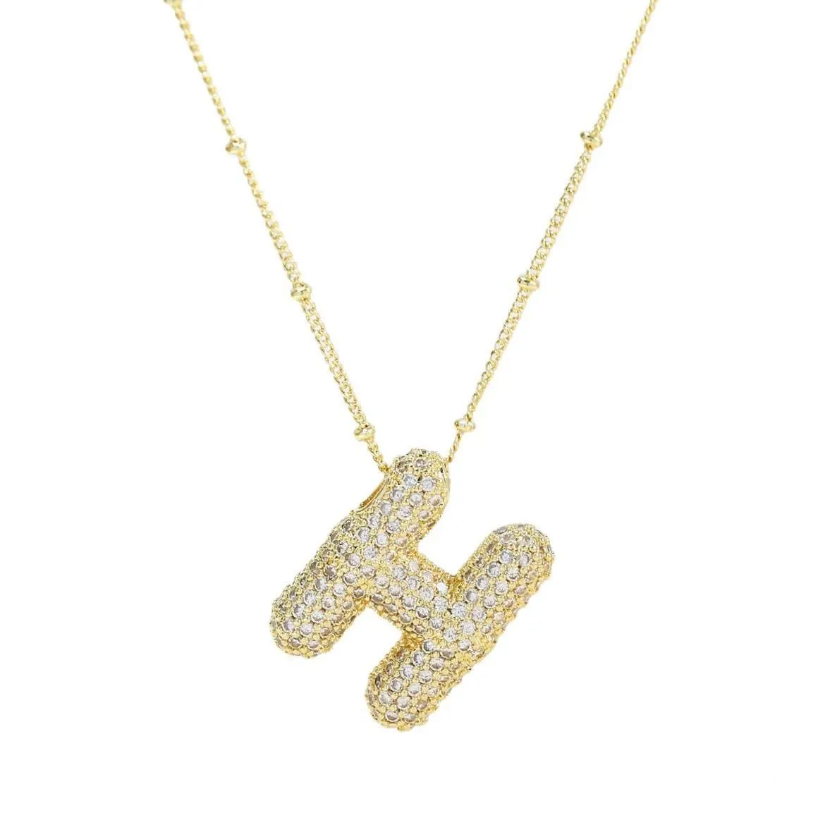 Bubble Letter Initial Necklace