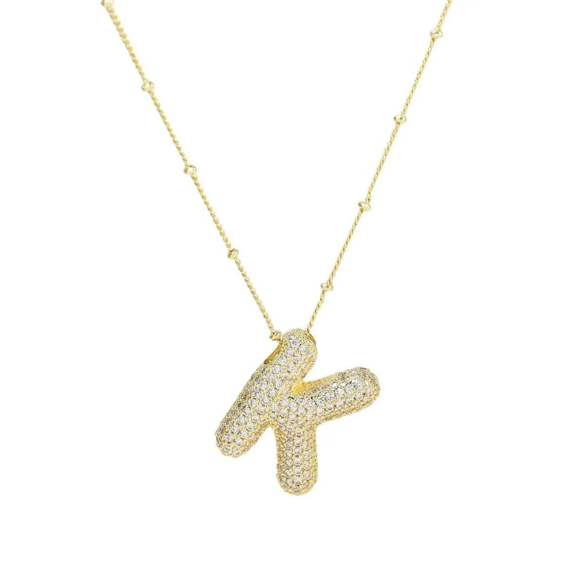 Bubble Letter Initial Necklace