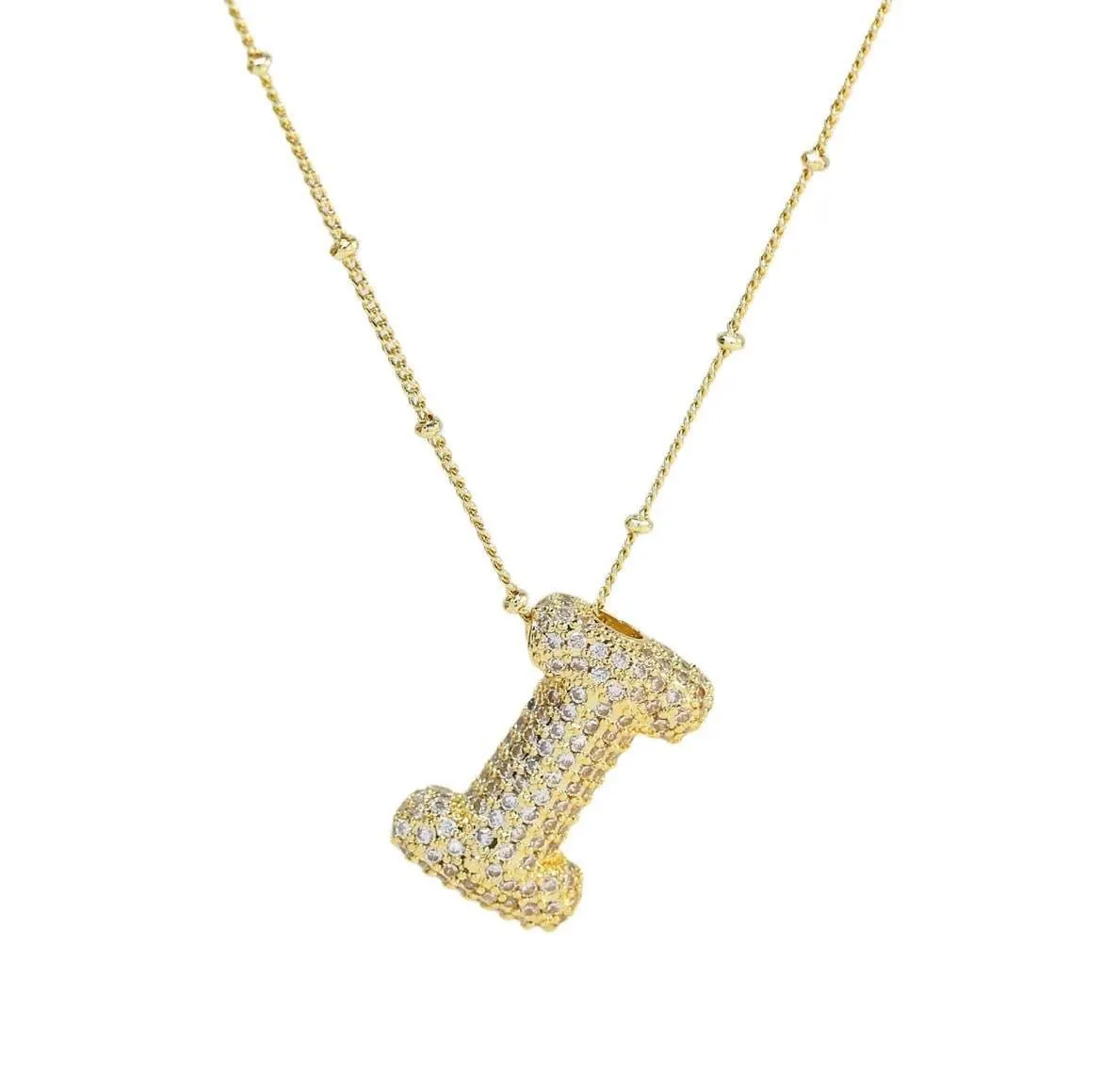 Bubble Letter Initial Necklace