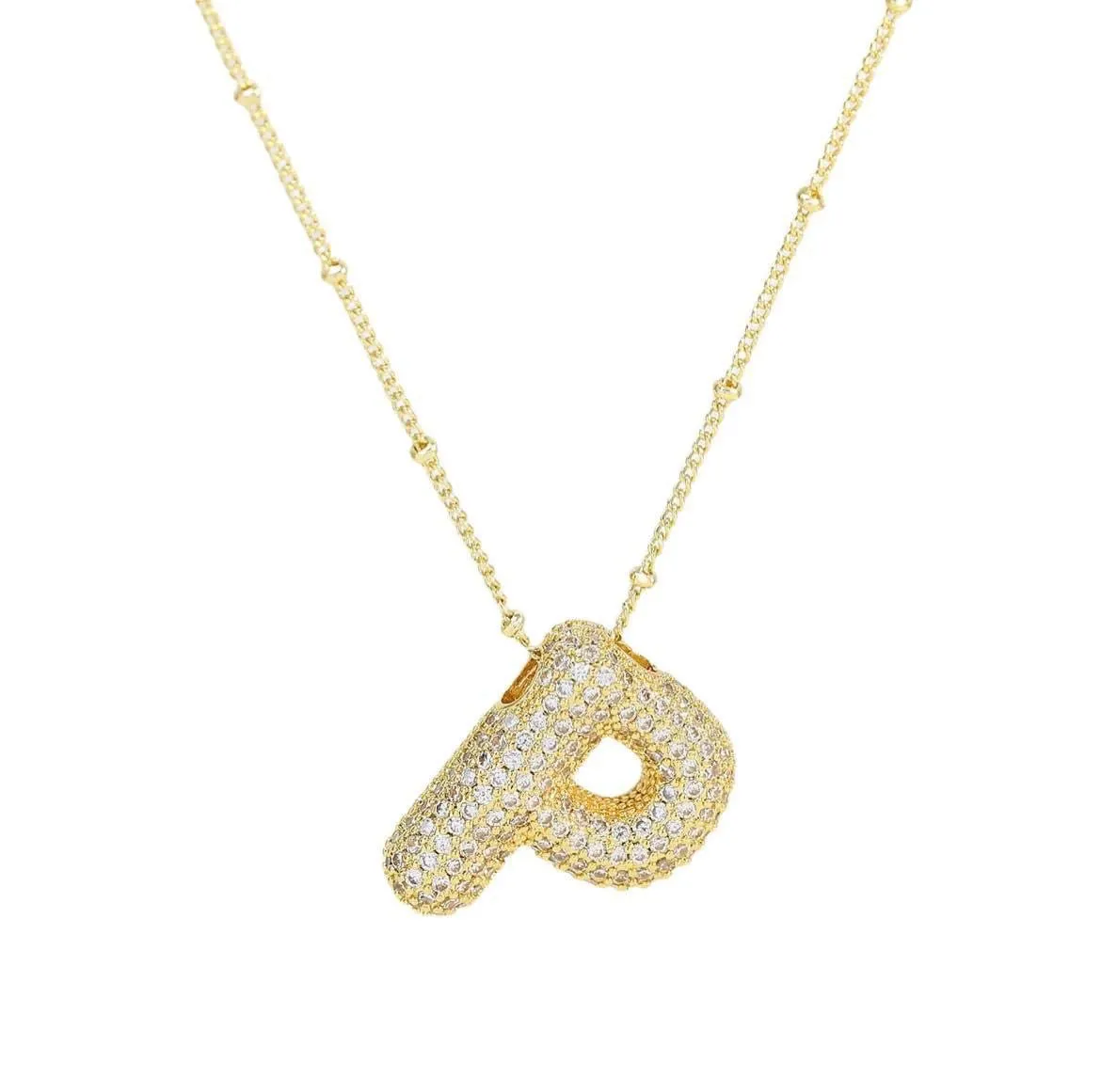 Bubble Letter Initial Necklace