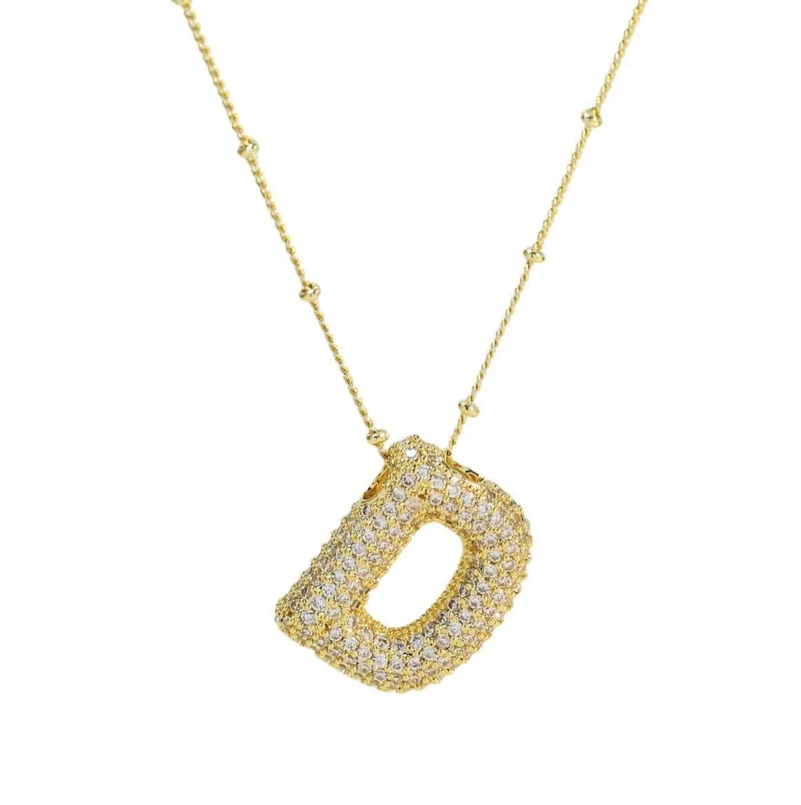 Bubble Letter Initial Necklace