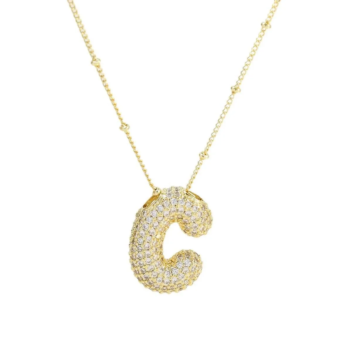 Bubble Letter Initial Necklace