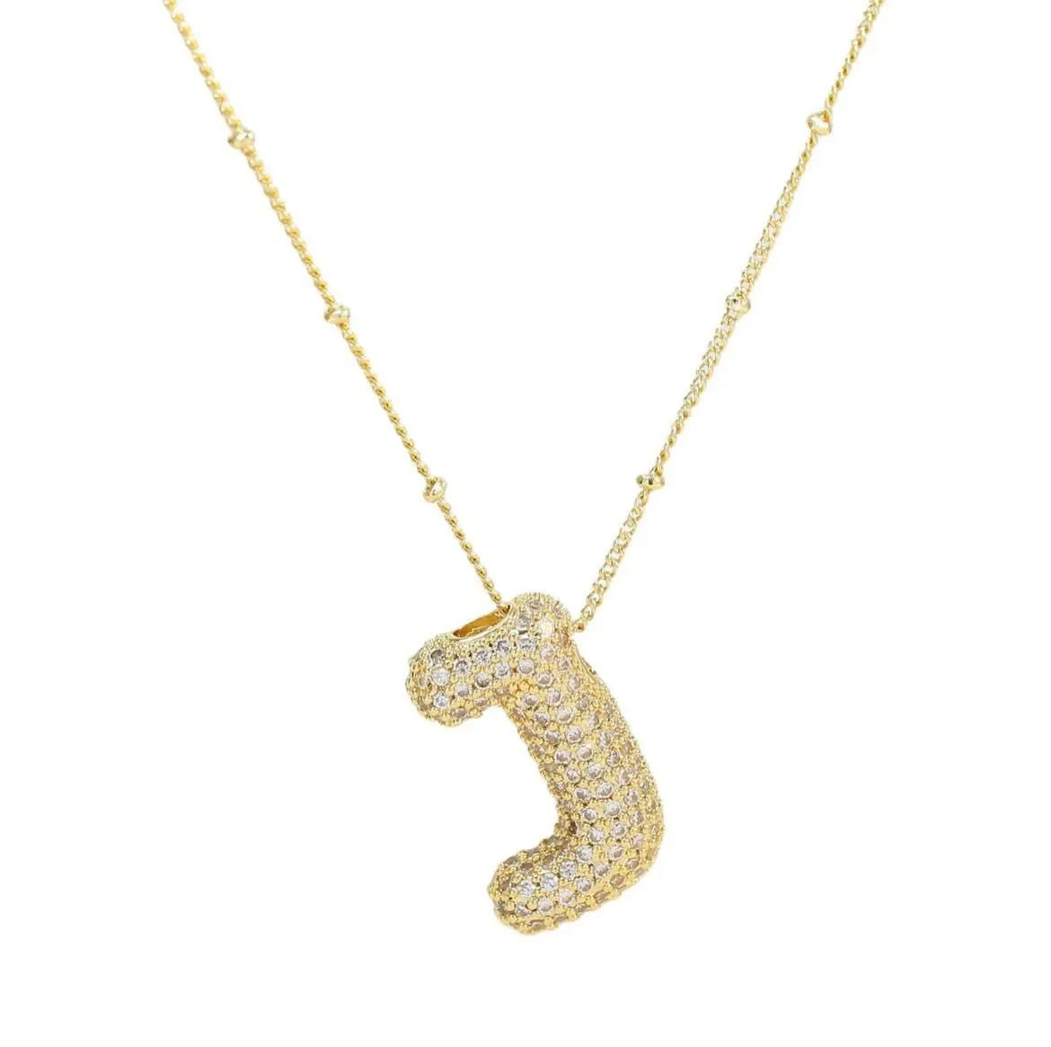 Bubble Letter Initial Necklace