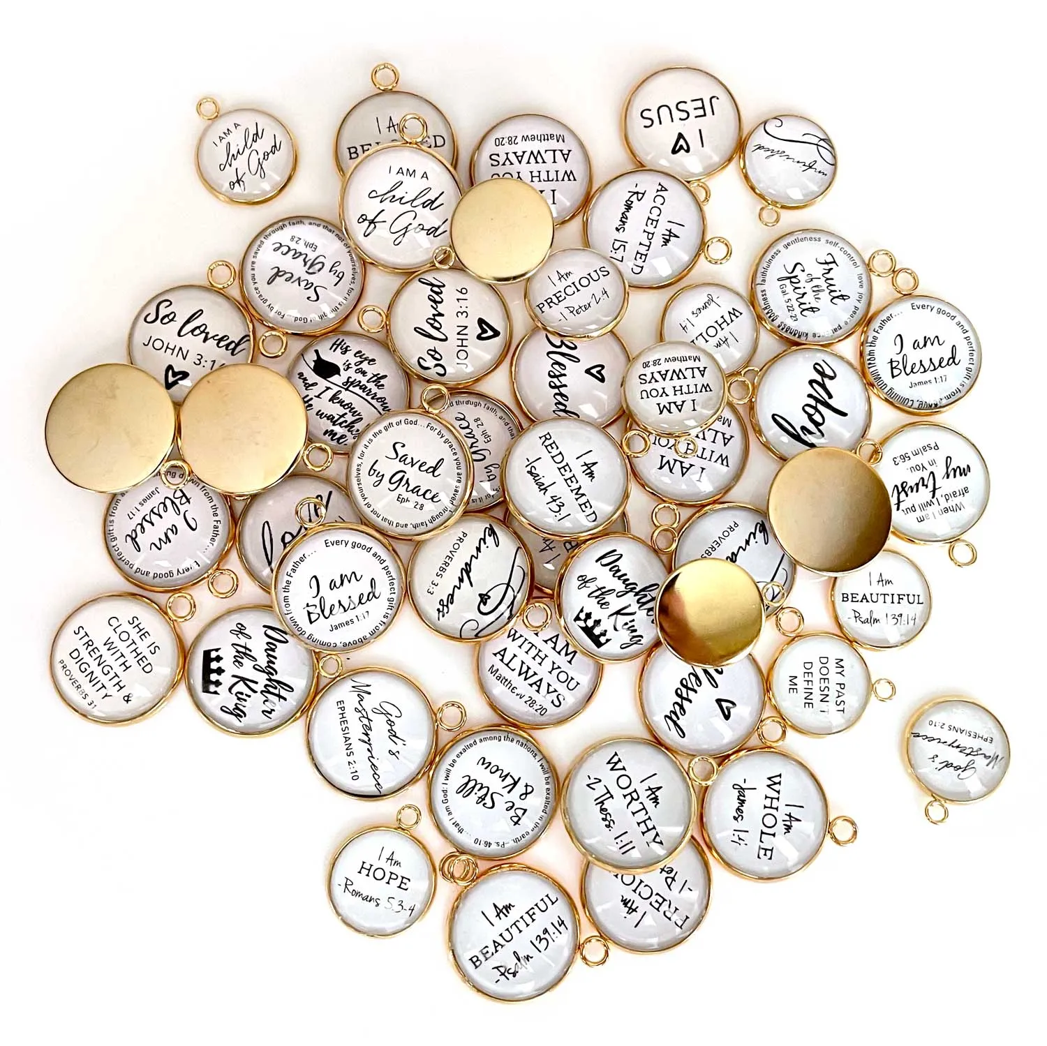 Bulk Assorted Christian and Scripture Charms for Jewelry Making – Silver, Gold – Designer Bible Bracelet Charms