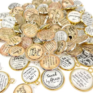 Bulk Assorted Christian and Scripture Charms for Jewelry Making – Silver, Gold – Designer Bible Bracelet Charms