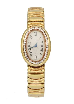 Vintage Cartier Baignoire 1960 Ladies Watch in 18K Yellow Gold with Diamond Accents