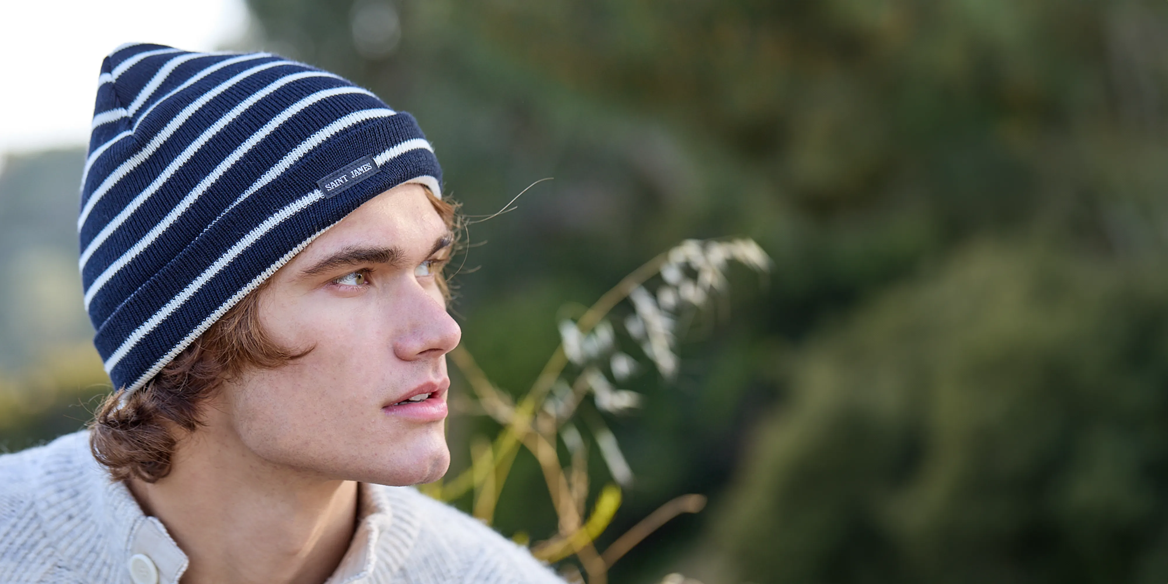 CARTIER - Nautical Striped Wool Blend Beanie (NAVY / IVORY)