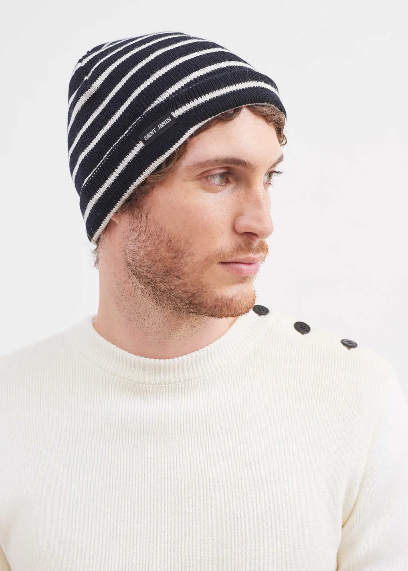 CARTIER - Nautical Striped Wool Blend Beanie (NAVY / IVORY)