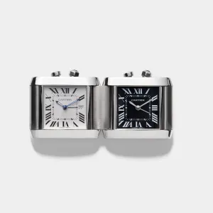 Cartier Tank Francaise 2945 Dual-Time Luxury Desk Clock