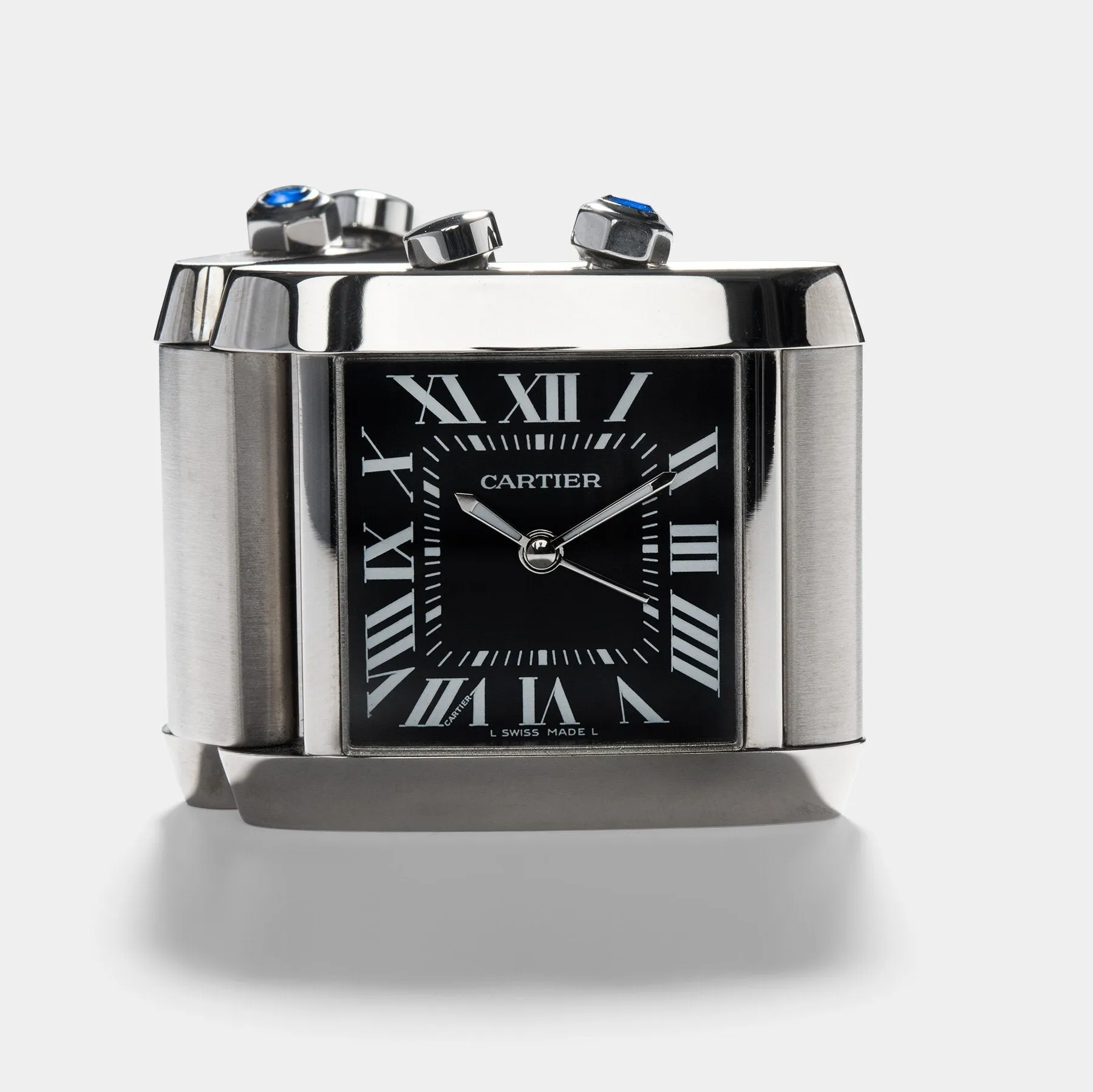 Cartier Tank Francaise 2945 Dual-Time Luxury Desk Clock