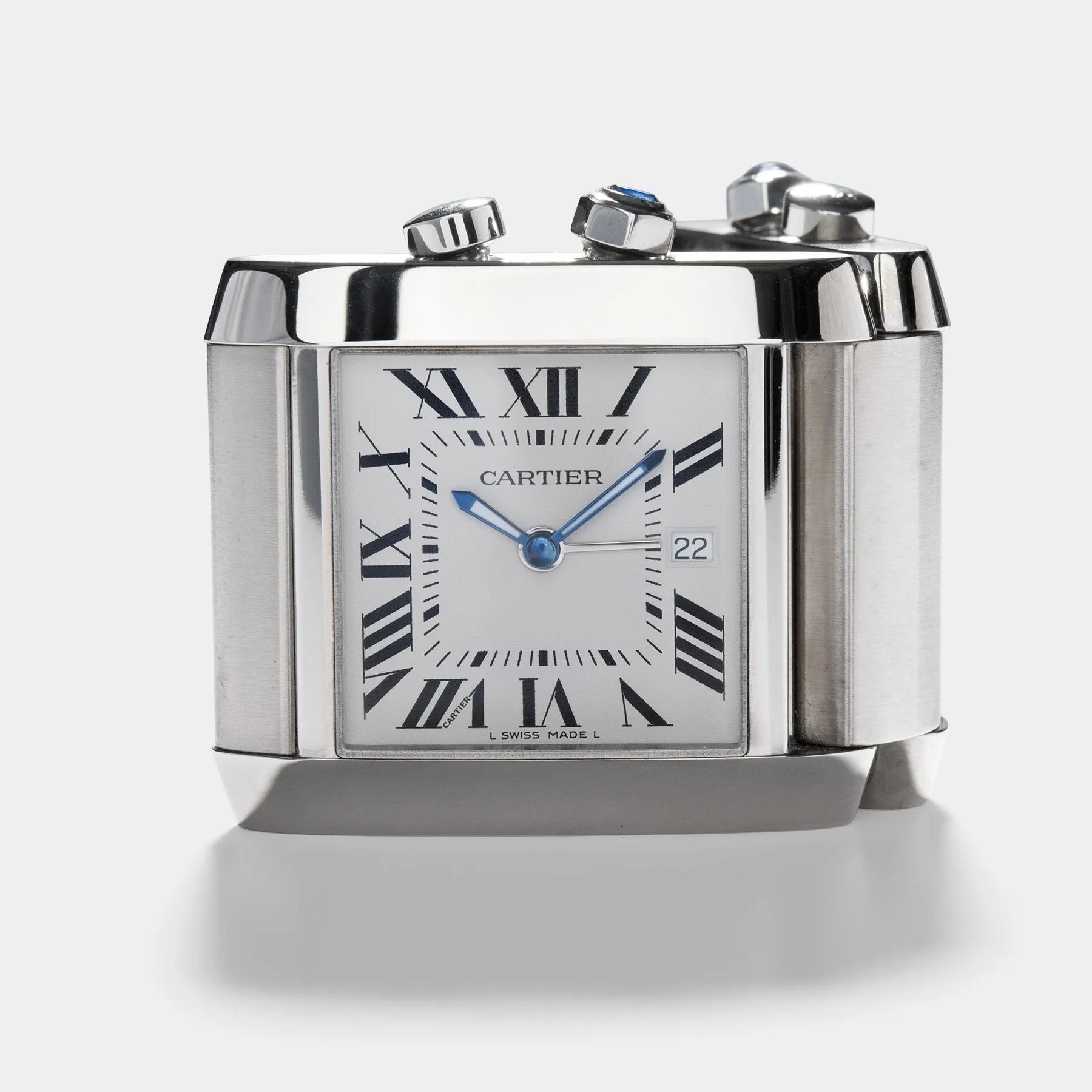 Cartier Tank Francaise 2945 Dual-Time Luxury Desk Clock