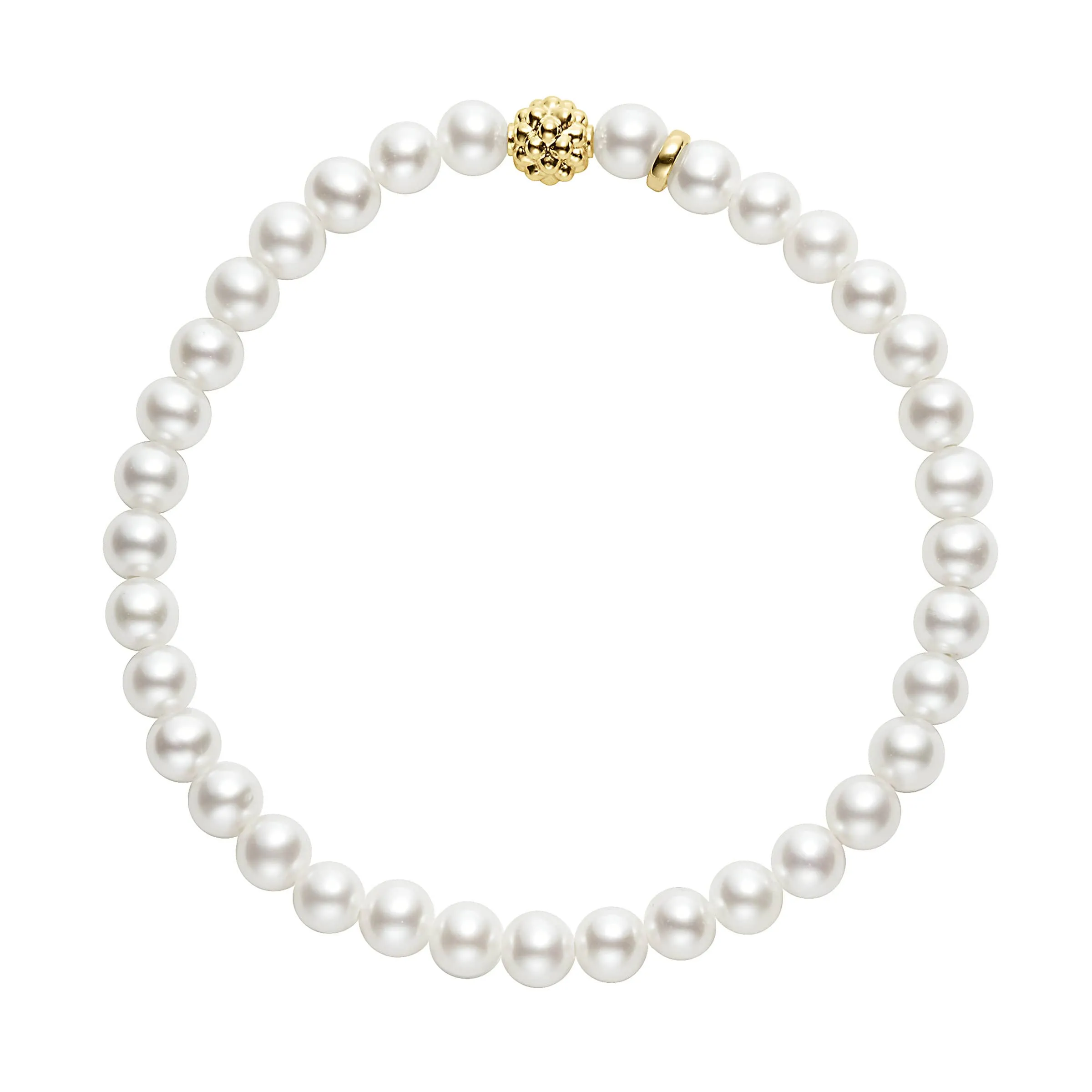 Caviar Icon Pearl Gold Station Bead Bracelet