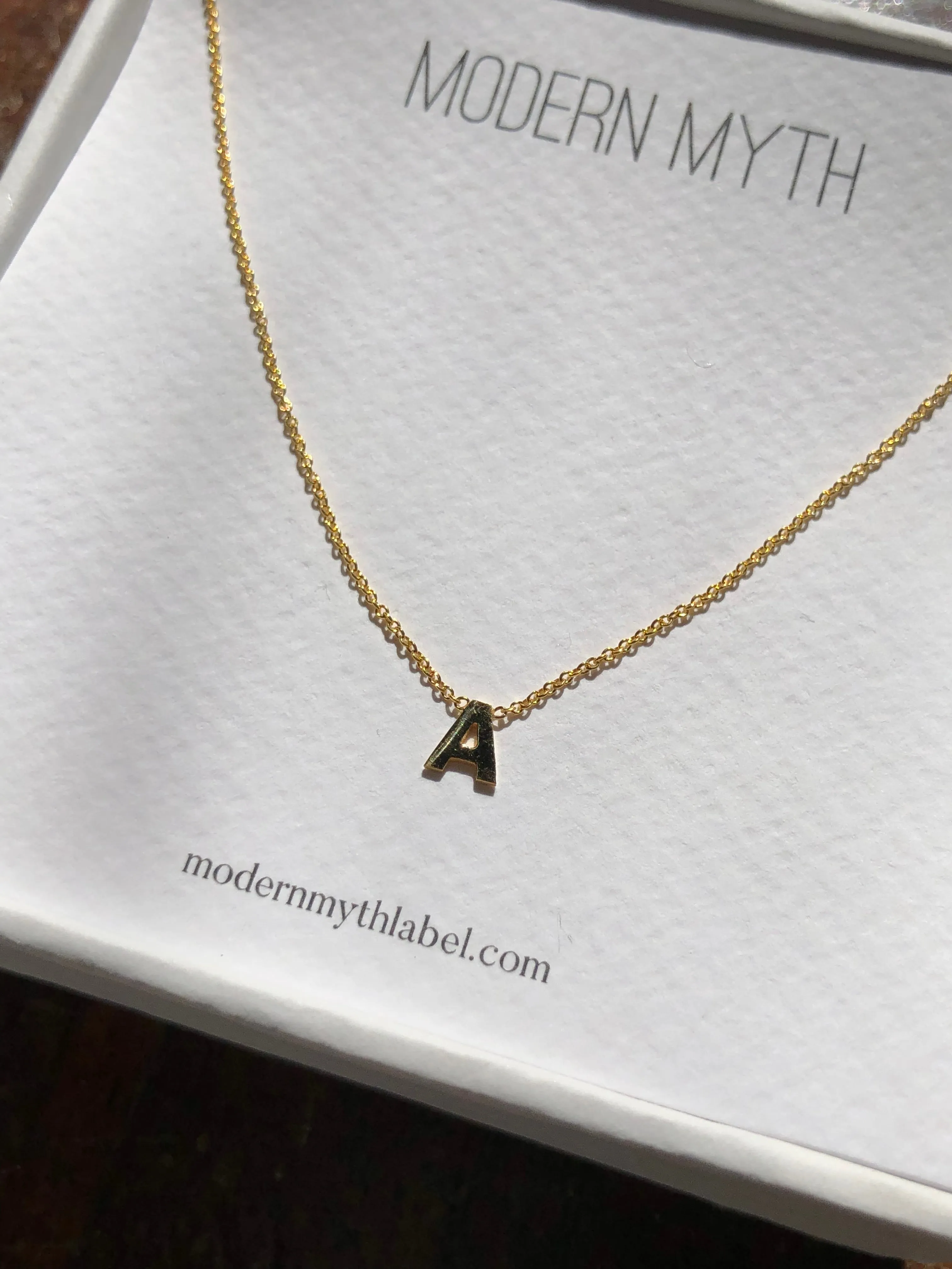 Centered Mini Initial Necklace, Solid 18k Gold