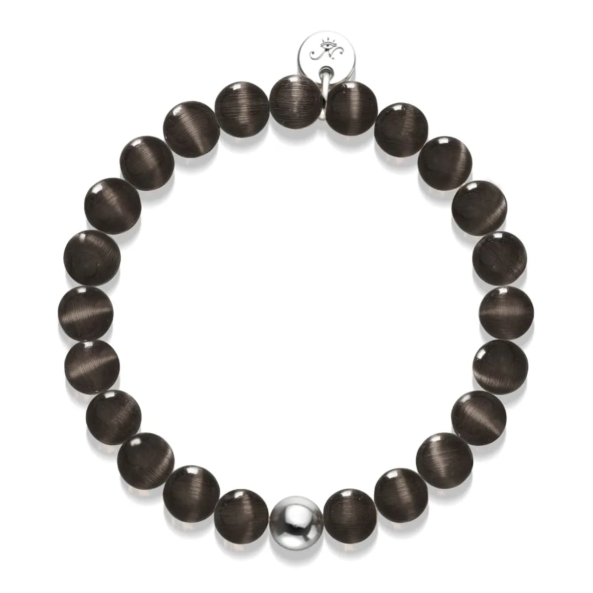 Cheshire Glass Bracelet with Charcoal and .925 Sterling Silver Accents