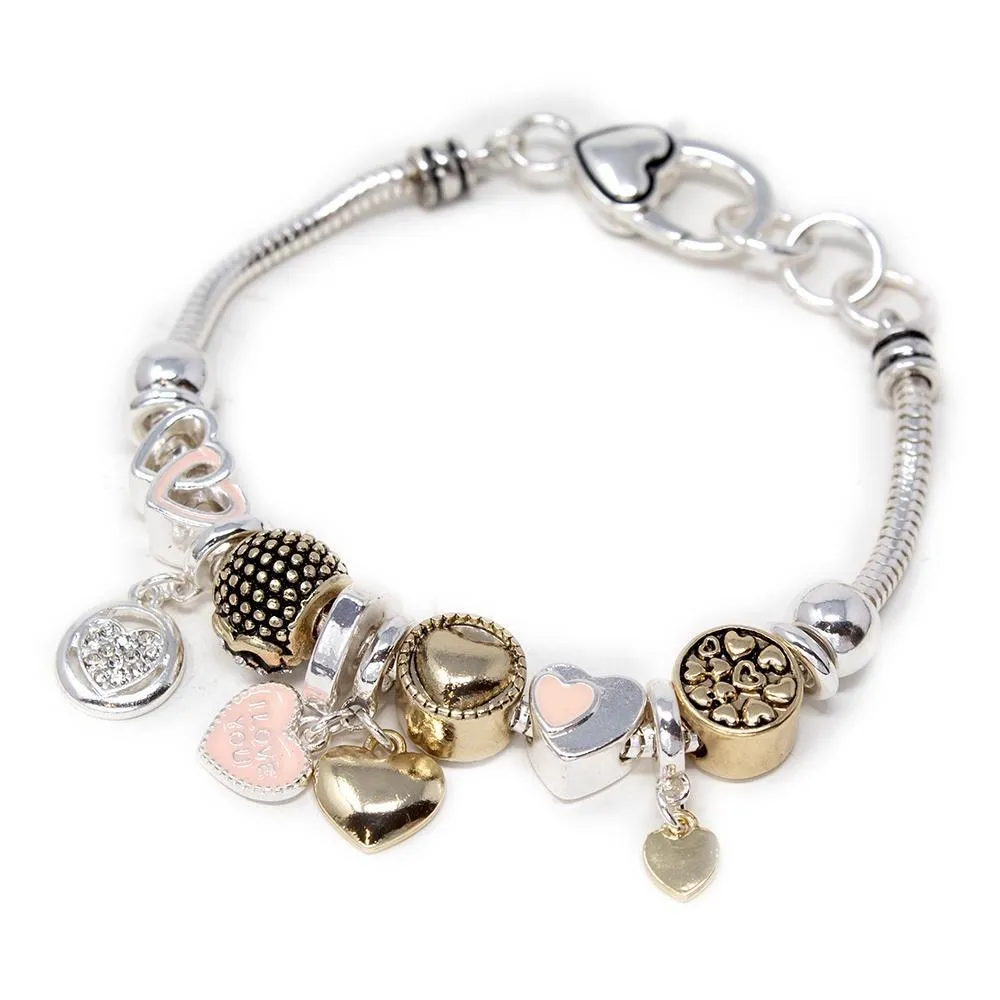 Charm Bracelet-I Love you-Two Tone