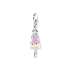 Charm Pendant popsicle with white stones silver