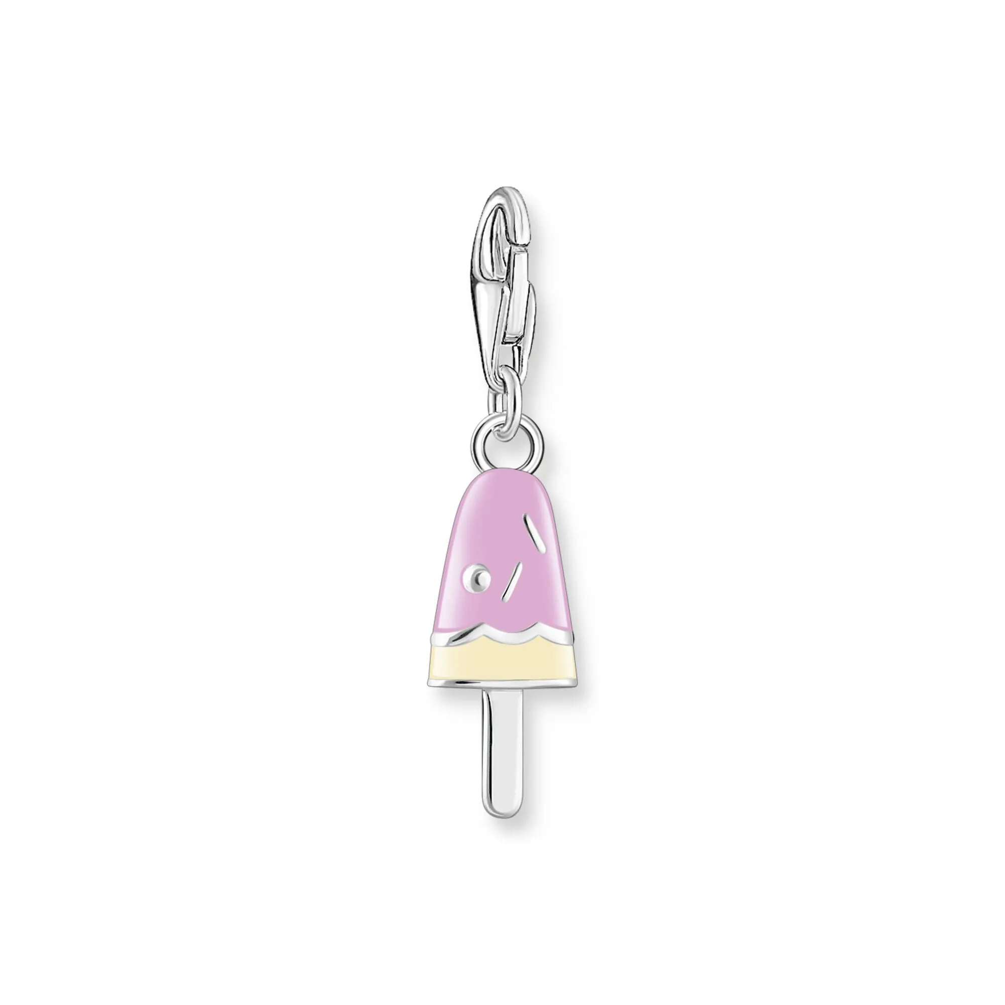 Charm Pendant popsicle with white stones silver