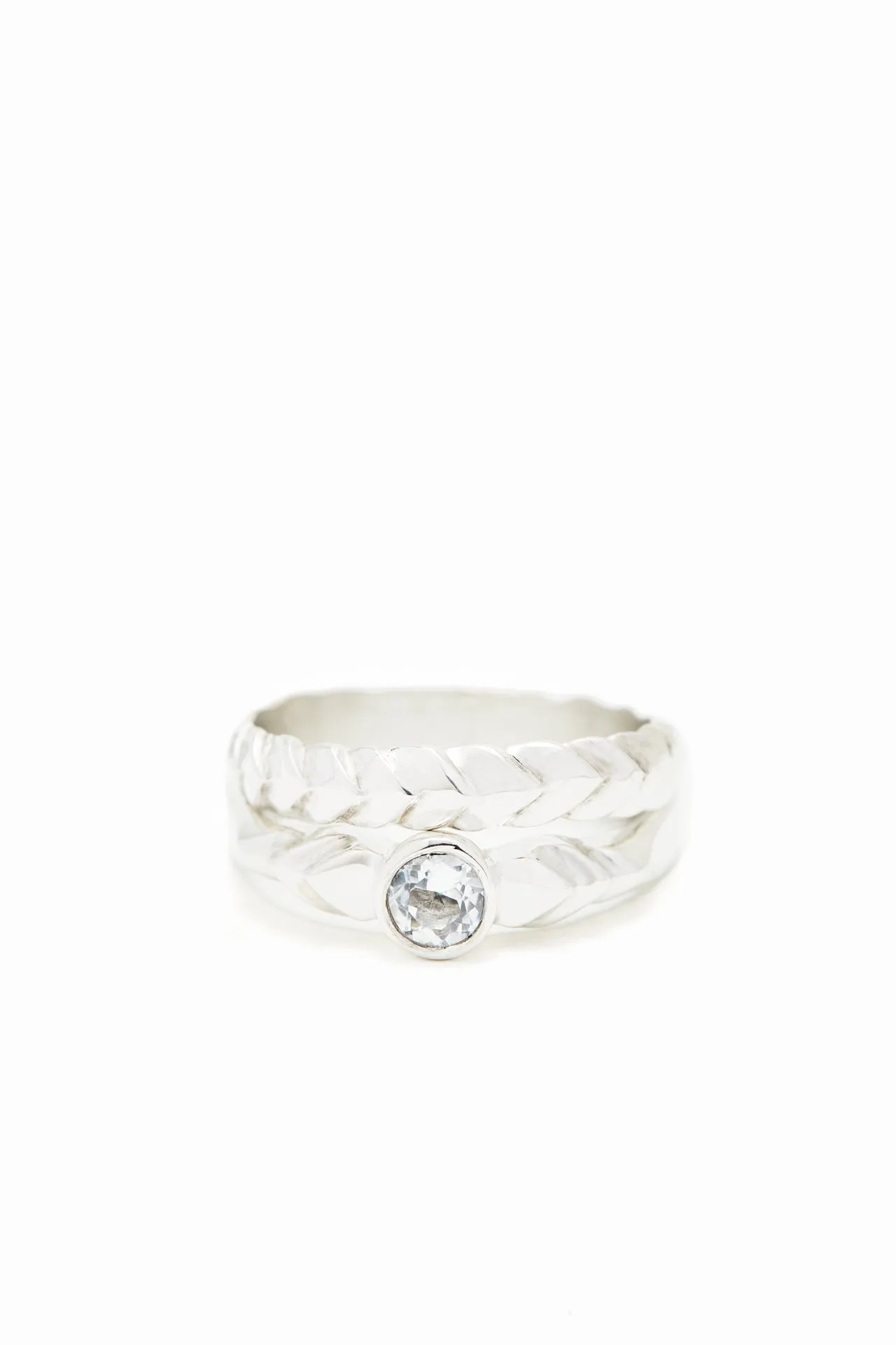 Chevron Birthstone Solitaire Silver