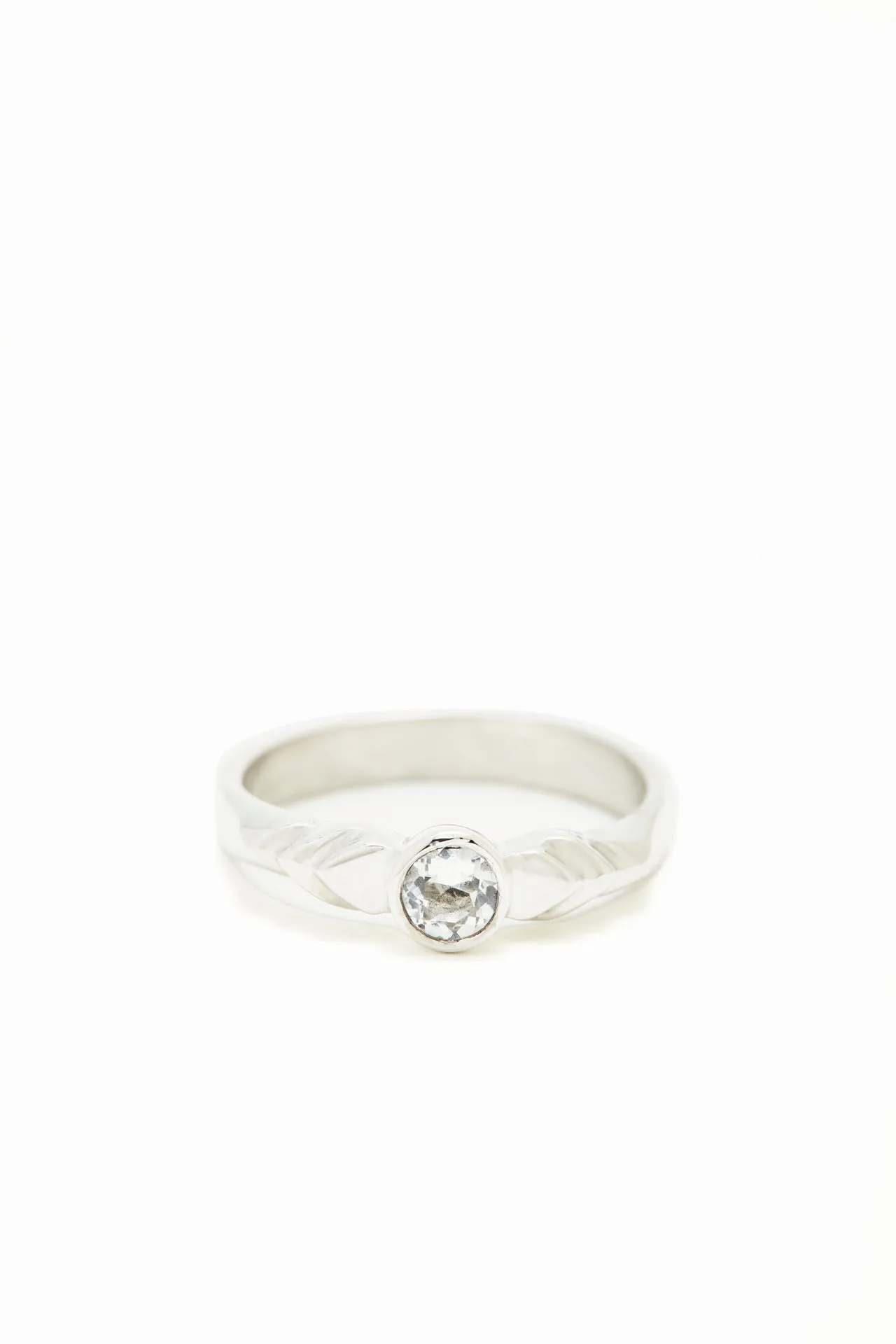 Chevron Birthstone Solitaire Silver