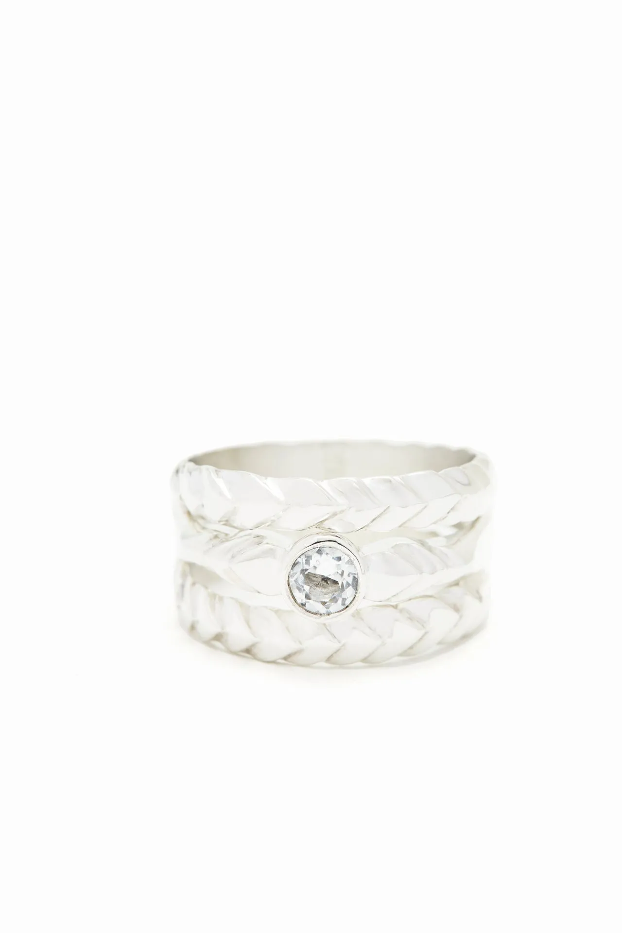 Chevron Birthstone Solitaire Silver