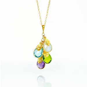 Christmas Gift for Mom: Birthstone Initial Cascade Necklace